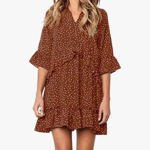 V-neck Ruffle Swing Dress